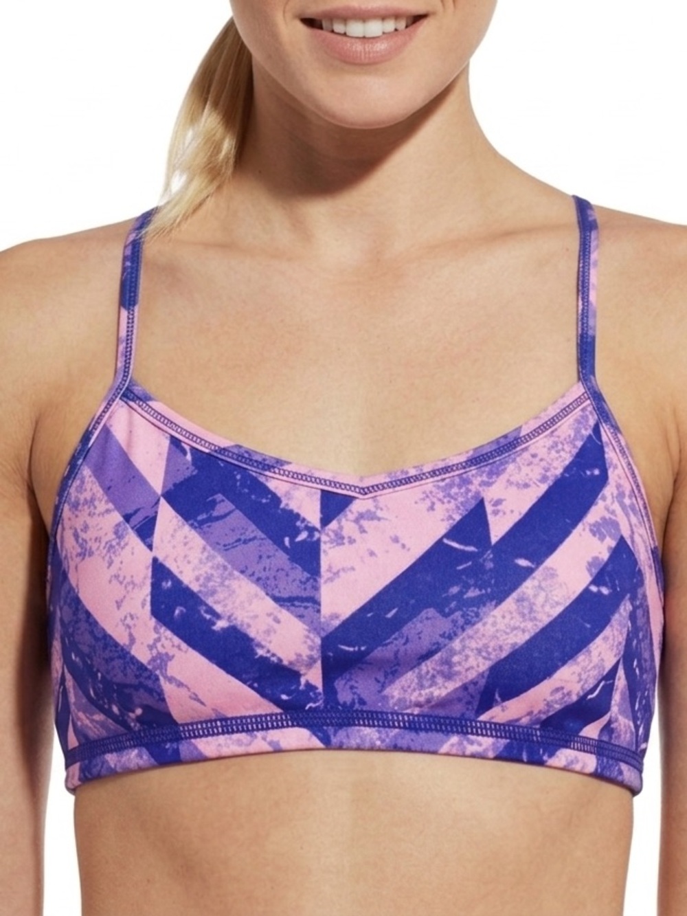 Ivivva Lululemon Girls 12 Drill Sports Bra Pink Purple Chevron Geometric Y-Back